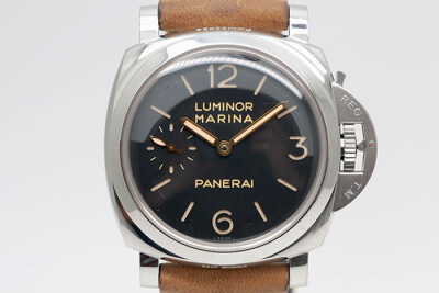 Panerai 沛納海 Luminor Pam422 凸面玻璃黑色三明治夜光面盤 3日鍊動力儲存顯示 盒單齊全 47mm