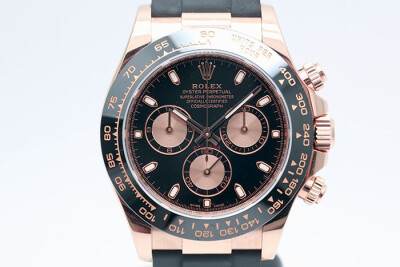 Rolex 勞力士 Daytona 116515 18k玫瑰金黑色面盤原廠黑色像膠皮帶 計時累計功能 2017.08盒單齊全 40mm