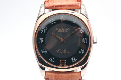 Rolex 勞力士 Cellini 徹里尼 4233 18K白金及玫瑰金 黑色阿拉伯數字面盤 手動上鍊 33mm