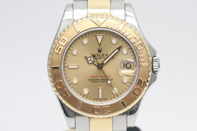 Rolex 勞力士 Yacht-Master 168623 遊艇名仕18K黃金及鋼 金色面盤中型款 盒單齊全 35mm