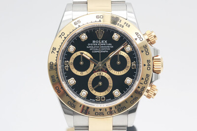 Rolex 勞力士 Daytona 116503 18K黃金及鋼 後期黑色金圈鑽石時標面盤 計時累計功能 2023.05盒單齊全 40mm